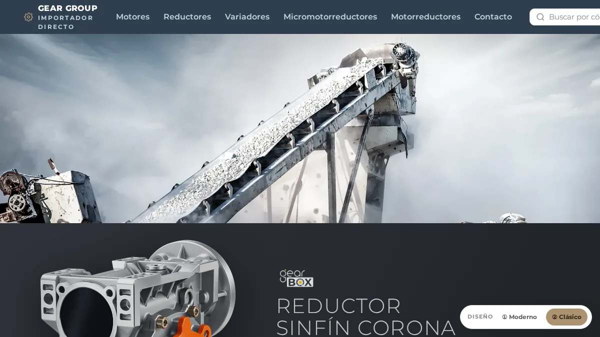 Captura del catálogo público de Gear Group