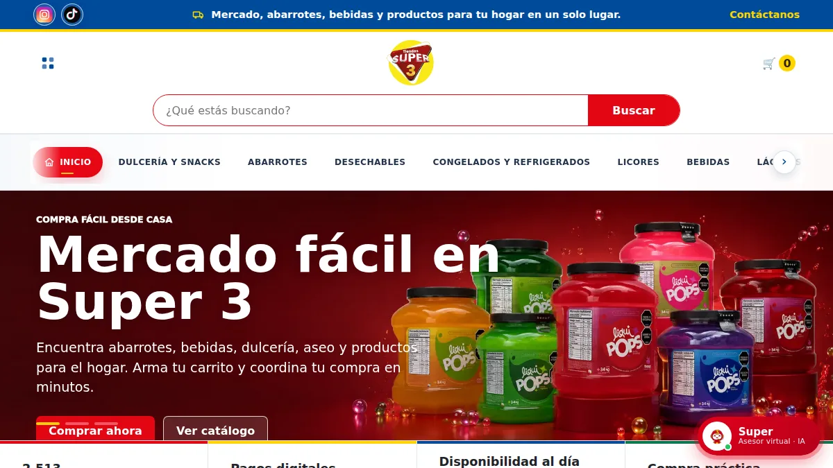 Captura de la tienda pública de Super3